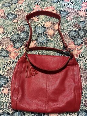 Onna Ehrlich Red Leather Shoulder Bag with Tassel NWT